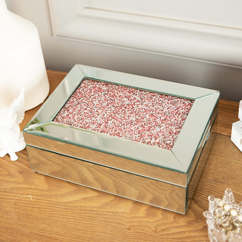 Hộp trang sức nữ trang sức tráng gương tùy chỉnh Hộp đồ trang sức cho phụ nữ Hộp đựng đồ trang sức bằng pha lê
