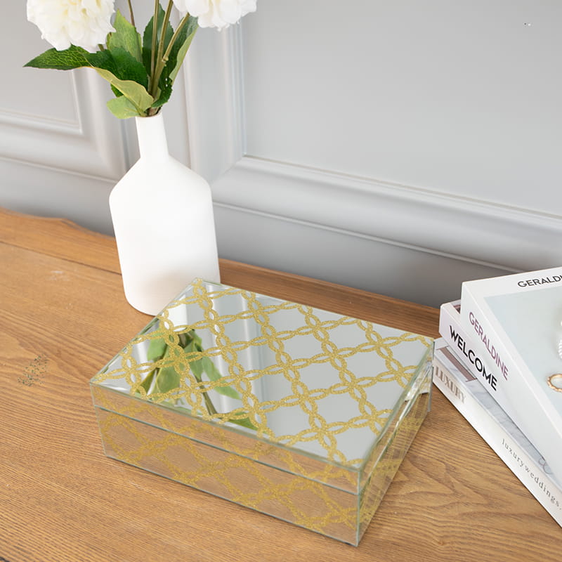 Hộp trang sức gương kính với